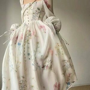 Chic Y2K Fairy Blossom Dress for Trendy Fall Events