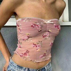 Ditsy Floral Y2K Tube Top - Trendsetting Streetwear