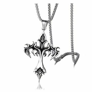 Flame Cross Pendant Necklace for Y2K Fashion Trend