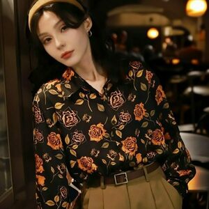 Floral Blouse: Dark Academia Streetwear for Women