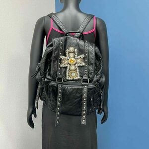 Goth Y2K Punk Leather Backpack for Unisex Travel - Bold and Stylish