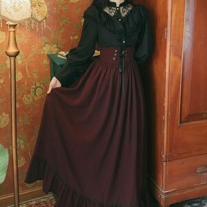 Gothic Lace A-Line Dress Set - Vintage Palace Aesthetic