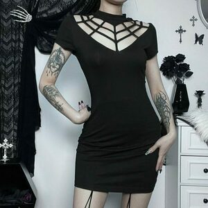 Gothic Punk Mini Dress: Edgy Y2K Fashion for Women