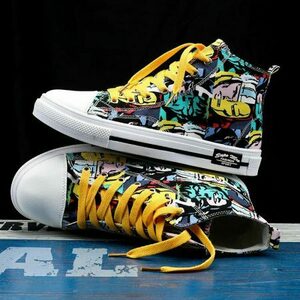 Graffiti Lace-up High Top Sneakers for Y2K Street Style