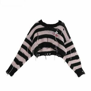 Grunge Knit Crop Top: Y2K Streetwear Style