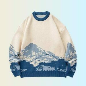 Japanese Embroidered Y2K Cartoon Grandpa Sweater