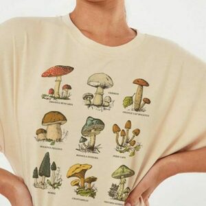 Mushroom Print Egirl Tee - Y2K Streetwear Style for Women