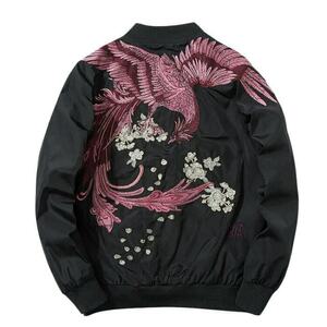 Phoenix Embroidered Y2K Bomber Jacket: Harajuku Streetwear Essential