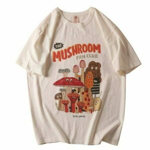 Retro Mushroom Kawaii Tee: Casual Y2K Cotton Fashion