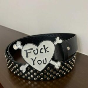 Trendy Punk Love Leather Belt for Y2K Street Style