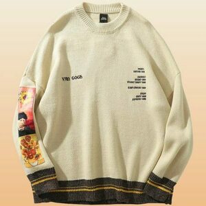 Van Gogh Y2K Embroidered Oversized Sweater