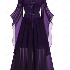 Vintage Gothic Lace-up Halloween Costume with Witchy Charm