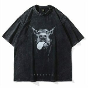 Washed Dog Print Tee: Hip Hop Vintage Streetwear