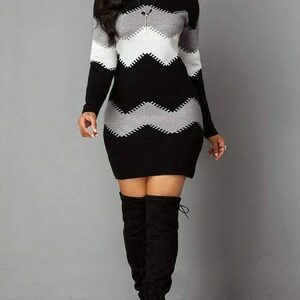 Winter Color Shift Boho Knit Dress for Women