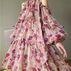 Y2K Aesthetic Floral Long Sleeve Party Dress for Streetwear Chic