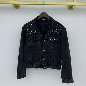 Y2K Beaded Denim Jacket for Plus Size Women - Streetwear Chic