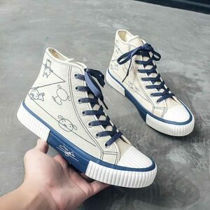 Y2K Embroidered High-top Canvas Sneakers