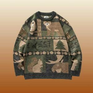 Y2K Forest Animal Sweater: Streetwear Chic