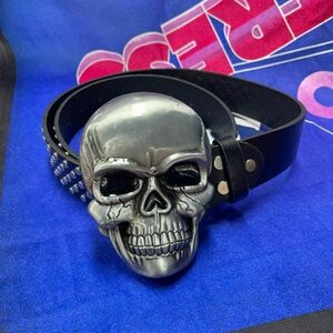 Y2K Gothic Skull Rivet Belt - Edgy Streetwear Essential