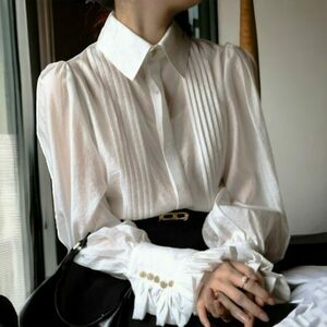 Y2K Inspired Chiffon Poet Blouse for Streetwear Chic