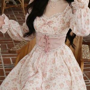 Y2K Princess Vibe Elegant Pink Floral Dress