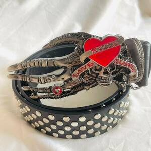 Y2K Punk Heart Leather Belt - Edgy Streetwear Accessory