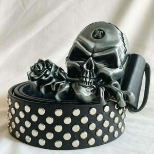 Y2K Punk Style Skull Rivet Buckle Belt