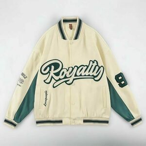 Y2K Racing Style White Varsity Jacket for Women