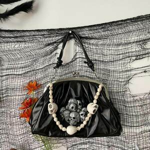 Y2K Skull Pattern Shoulder Bag - Vintage Streetwear Chic