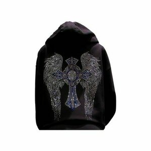 Y2K Streetwear Black Rhinestone Pullover