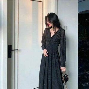 Y2K Streetwear: Elegant Maxi Dress with Long Sleeves