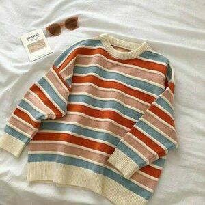 Y2K Striped Knit Pullover: Trendy Urban Sweater