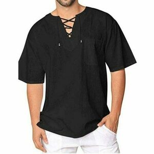 Y2K Style Men's Linen Beach Tee: Casual Summer Top