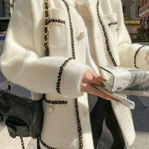 Y2K Style Mink Knit Cardigan for Women