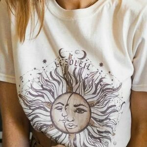 Y2K Sun Moon Oversize Tee: Streetwear Statement for Women