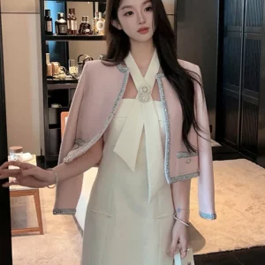 2024 Korean Sweet Tweed Dress for Women - French Fashion Summer Dress