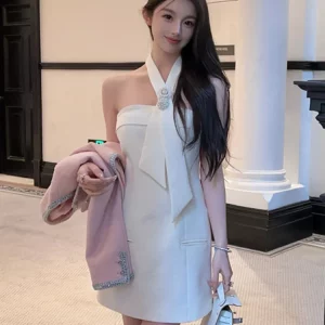 2024 Korean Sweet Tweed Dress for Women - French Fashion Summer Dress