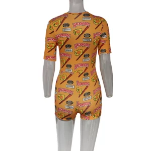 2024 Printed V-Neck Short Bodysuits for Women