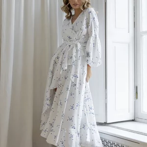 2024 Spring Summer Floral Dress Women's Casual Puffy V-Neck Ruffle Dress