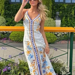 2024 Spring Summer Women's Backless V-neck Dress