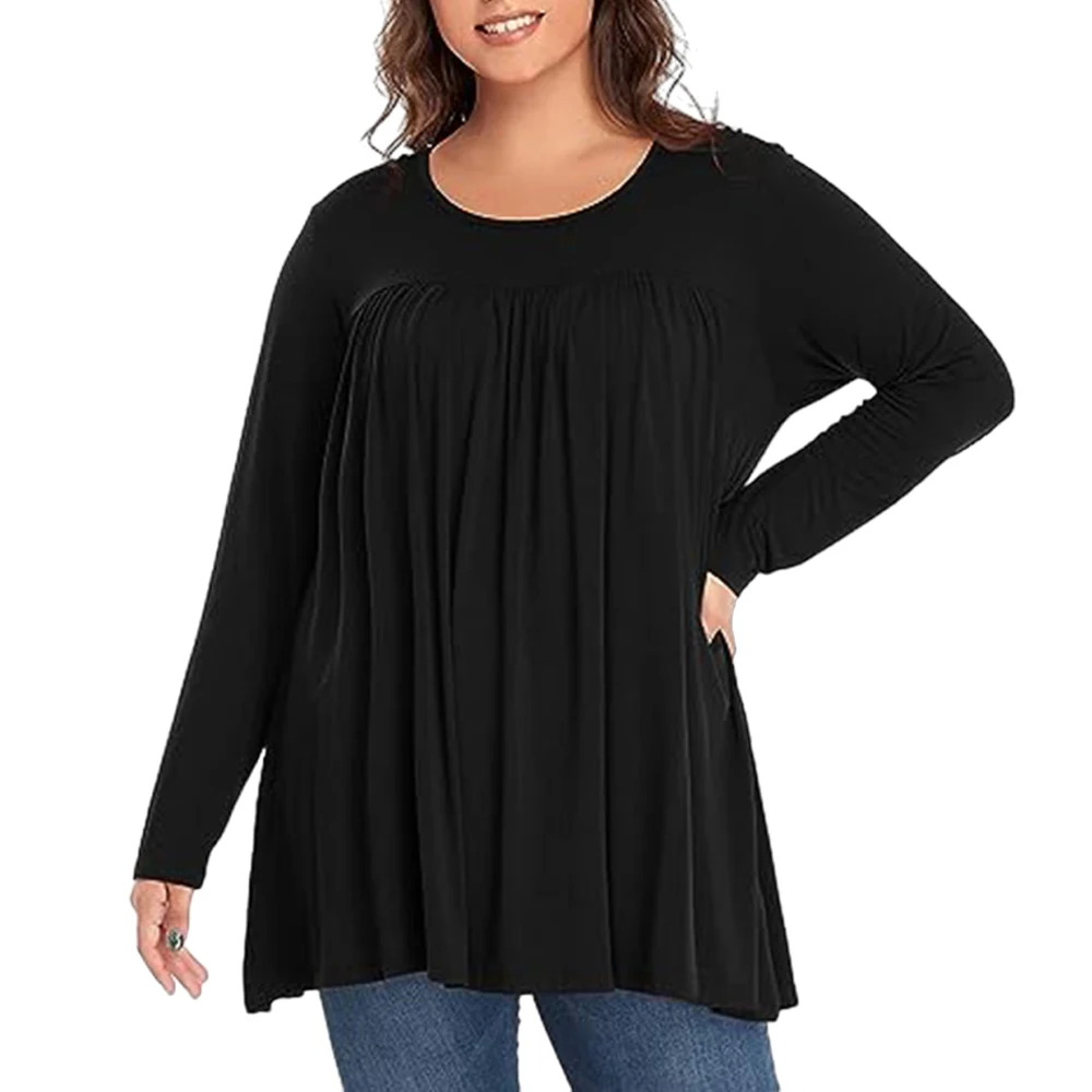 2024 Spring Summer Women's Plus Size Casual Long Sleeve Tee