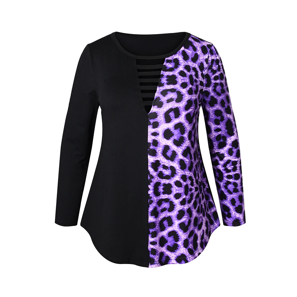 2024 Spring Summer Women's Plus Size Leopard Print Tee