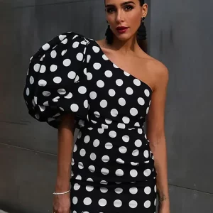 2024 Spring White Dot One Shoulder Mini Dress - Sexy Slim Fit Fashion Party Gown