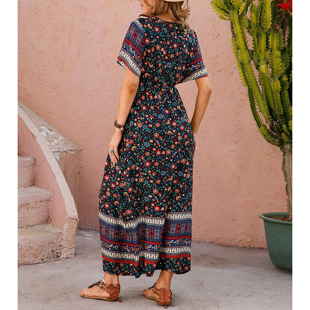 2024 Summer Bohemian Floral Maxi Dress for Plus Size Women