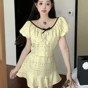 2024 Summer Korean Fashion Skirt Set | Women's Crop Top + Mini Skirt | Elegant Lady Conjuntos