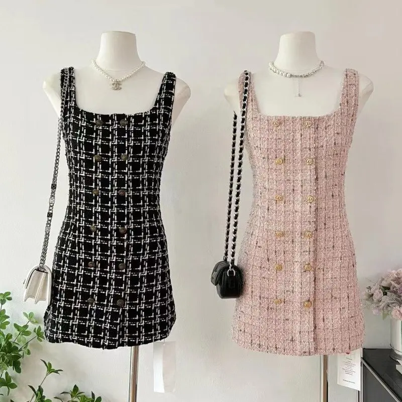 2024 Summer Korean Small Fragrance Tweed Mini Dress