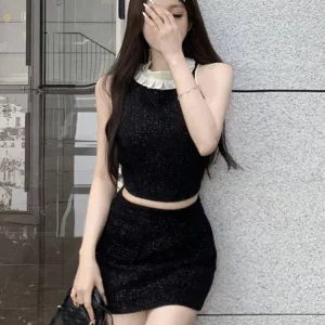 2024 Summer Tweed Crop Top & Skirt Set | Sweet & Chic Female Outfit | Korea Fashion for Women