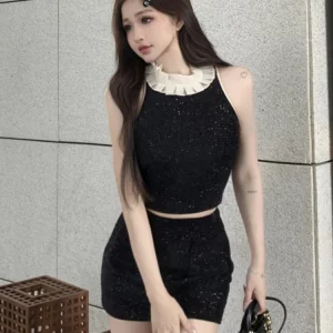 2024 Summer Tweed Crop Top & Skirt Set | Sweet & Chic Female Outfit | Korea Fashion for Women