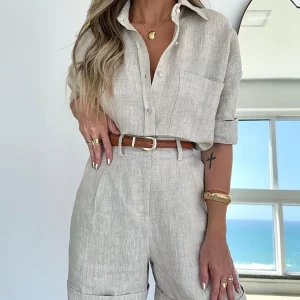 2024 Summer Women's Casual Shirt & Shorts Set