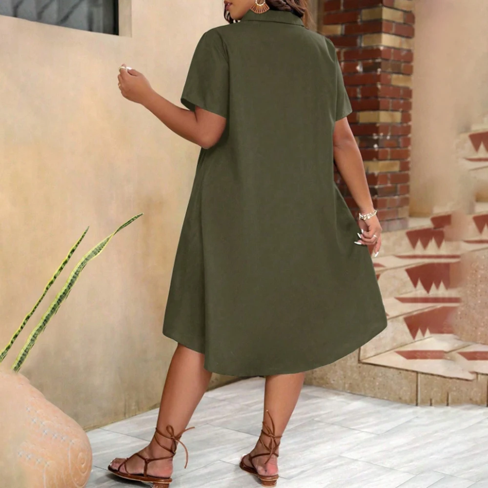 2024 Summer Women's Plus Size Casual Shirt Skirt Set